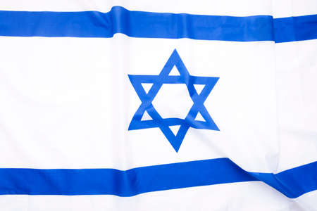 Flag of Israel, fabric Flag of Zion with Star of David, as backgroundの写真素材