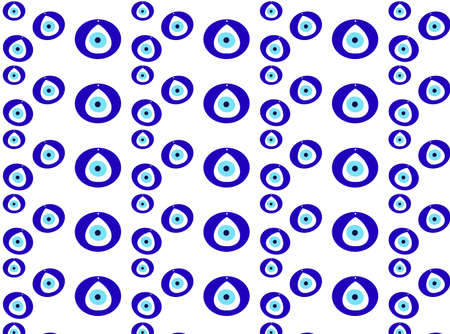 Seamless Nazar pattern, Nazar Turkish amulet isolated on white, illustrationの写真素材