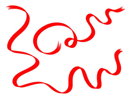 Red wavy ribbons isolated on white, vector illustrationのイラスト素材