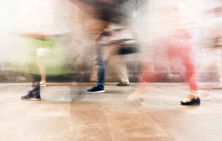 Crowd of People as Pedestrians in Metro, blurred Picture as Backgroundの写真素材