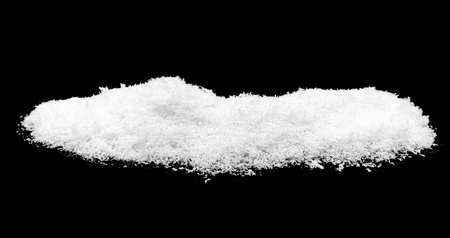 Snow heap, snowdrift isolated on black, snowy textureの写真素材