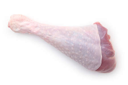 Raw turkey leg, drumsticks isolated on white, top viewの写真素材