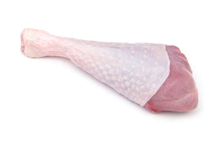 Raw turkey leg, drumsticks isolated on white, top viewの写真素材