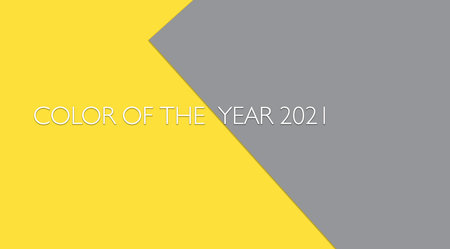 Color of the year 2021 - vibrant yellow and neutral gray, lay out with space for text, color template. Large illustrationの写真素材
