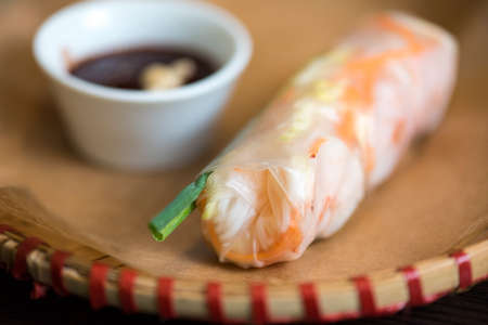 Spring rolls and traditional sauce, vietnamese spring rollsの写真素材