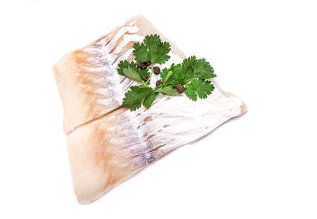 Raw Cod, Codfish, Fillet of Fish isolated on white Background