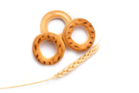 Russian Bagels, small Bagels isolated on white Backgroundの写真素材