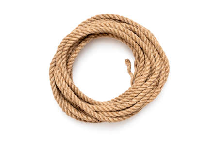 Twisted rope or cord isolated on whiteの写真素材