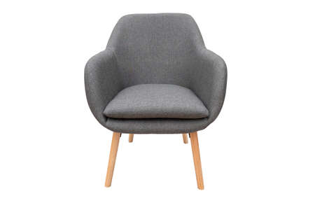 Classic gray armchair isolated on white, front viewの写真素材