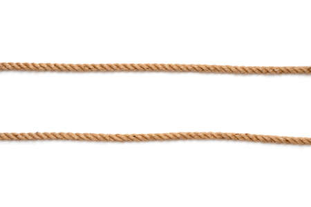 Two parallel ropes isolated on whiteの写真素材