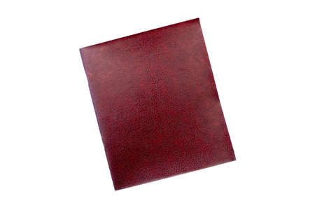 Notepad with blank burgundy soft cover isolated on white, old vintage notebookの写真素材