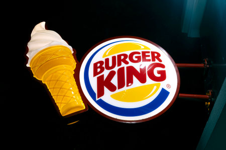 ISTANBUL - OCT 19: Burger King restaurant exterior - sign near the main entrance in Istanbul October 19. 2021 in Turkeyのeditorial素材
