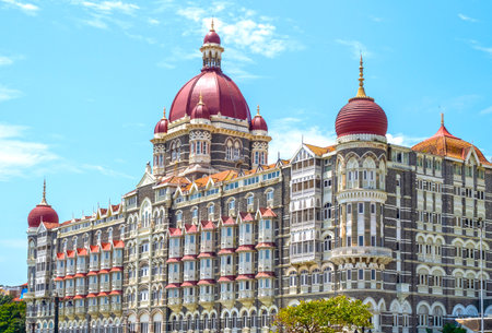 Facade of The Taj Mahal Palace hotel in Colaba district, Mumbai, Indiaのeditorial素材