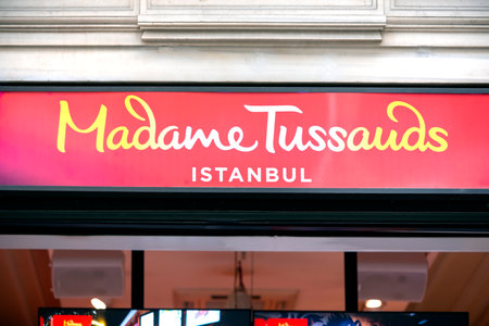 ISTANBUL - JAN 05: Signboard of Madame Tussauds wax museum in Istanbul on January 05. 2021 in Turkeyのeditorial素材