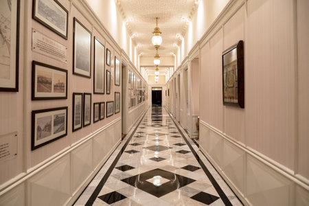 MUMBAI - SEP 24: Hall and interior of the Taj Mahal Palace hotel in Colaba district, on September 24. 2022 in Mumbai, Indiaのeditorial素材