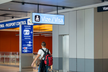 ISTANBUL - OCT 19: Passenger going to Passport Control of Istanbul Airport on October 19. 2022 in Turkeyのeditorial素材