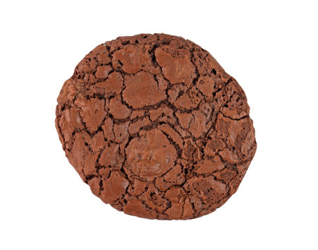 Chocolate round cookie, biscuit, chip cookies isolated on transparent background, top view, PNGの写真素材