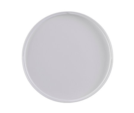 Inner side of round plastic cap, cover from cosmetic jar isolated on white background, top viewの写真素材