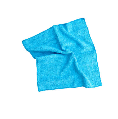 Blue folded clean household rag for kitchen isolatedの写真素材