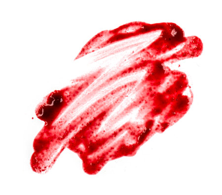Sweet red berry jam, sauce as abstract smear stain isolated on white, transparent backgroundの写真素材