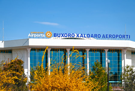 BUKHARA - APR 02: Terminal of Bukhara International Airport on April 02. 2024 in Uzbekistanのeditorial素材