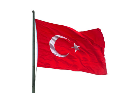 Turkish flag isolated on whiteの写真素材
