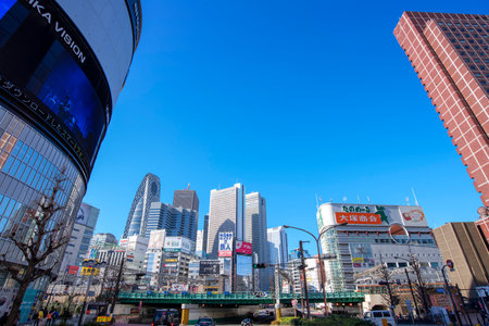 TOKYO - DEC 31: Panoramic view of Tokyo Downtown with traditional high tech architecture, daily routine on December 31. 2022 in Japanのeditorial素材