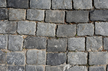 Old ancient road by cobblestone as backgroundの写真素材
