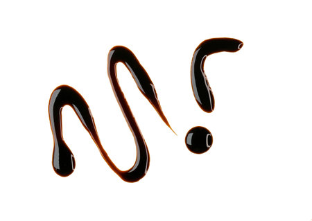Line and drop of brown sauce, syrup isolated on white, clipping pathの写真素材