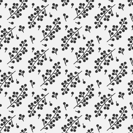 Christmas seamless pattern with winter berries. Perfect for greeting cards, wallpaper, gift paper, web page background, winter decorations. Vector illustration.のイラスト素材