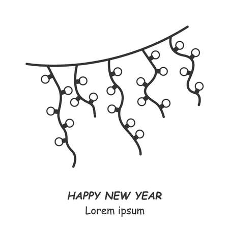 Christmas tree garland. Illustration on a white background. For icon, stamp, label, certificate, brochure, gift card, poster, coupon or banner decoration.のイラスト素材