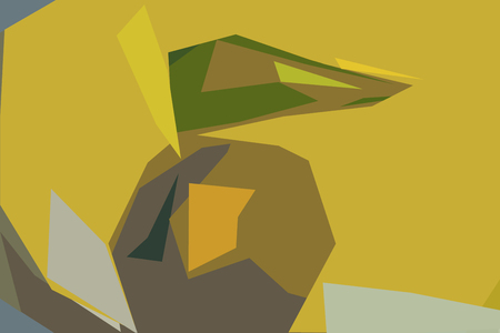 apple with a green leaf on a yellow background, a close-up, abstractionの写真素材