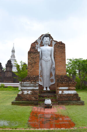 Standing ancient  Buddha at , Thailandの写真素材