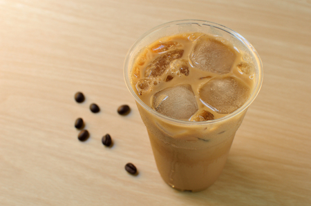 Iced coffee in takeaway cupの写真素材