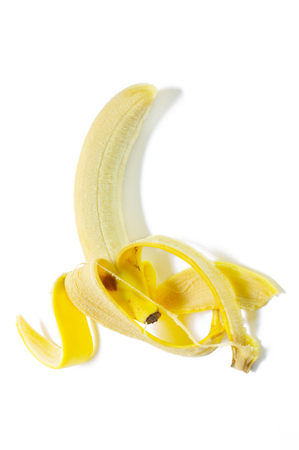 Healthy banana isolated on white backgroundの写真素材