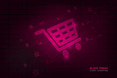 Black friday sale shopping cart icon vector banner.のイラスト素材