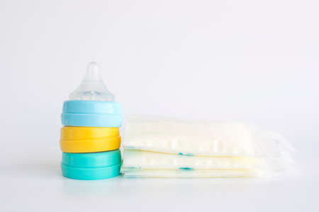 Nipples and breast milk storage bagsの写真素材