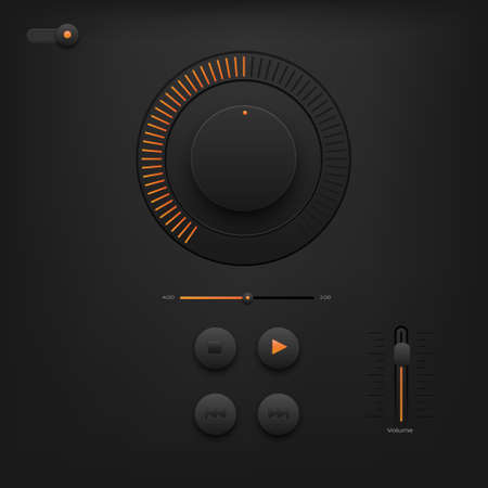 Sound control modern button on black backgroundのイラスト素材