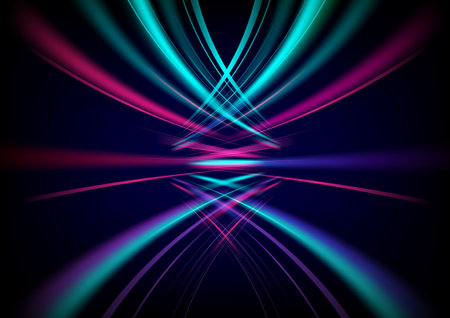Light colored lines move on a dark background.のイラスト素材