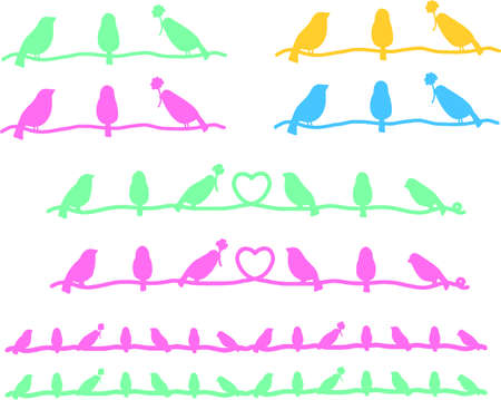 Bird line, border. ornament.のイラスト素材
