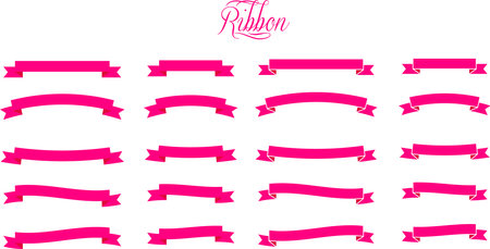 Red ribbon banner setのイラスト素材