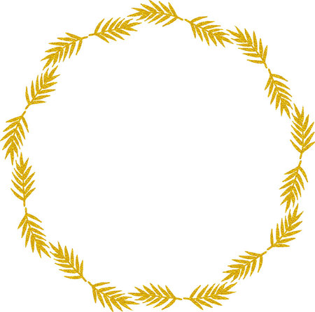 Golden lame glitter palm leaf frameのイラスト素材