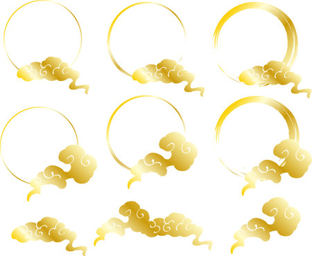 Gold Classic Wagumo Framesetのイラスト素材