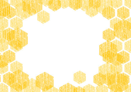 Frame of geometry (hexagonal). Honeycomb. Colored pencil.のイラスト素材