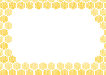 Frame of geometry (hexagonal). Honeycomb. Colored pencil.のイラスト素材