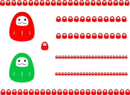 Simple Dharma icons, line set. Good luck charms of Japan.のイラスト素材