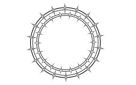 Glittering Circular Light Frame.A radiant circular light frame with glowing sparkles, aura effects, and shining rays.のイラスト素材