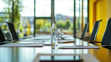 Business materials arranged for quarterly performance discussion in modern officeの素材