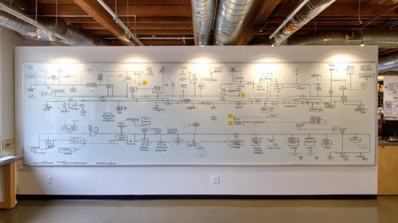 Mining equipment load study chart displayed on engineering office whiteboardの素材