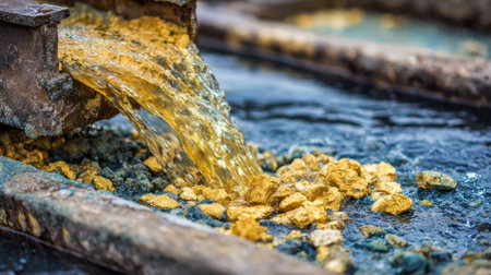 Wet mineral materials being pumped into separation tanks for processingの素材